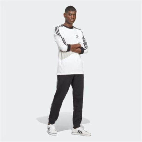 Adidas Adicolor Classics 3-Stripes Long Sleeve Tee – White/Black  Men’s Slim Fit - Picture 5 of 12